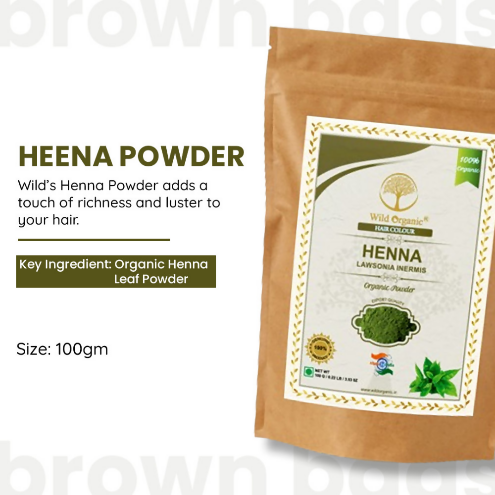 Wild Organic Henna Hair Colour Powder For Smooth Hair Pack | Grocsy