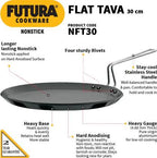 Hawkins Futura Non-stick Flat Tava 30 cm Diameter (NFT30) | Grocsy