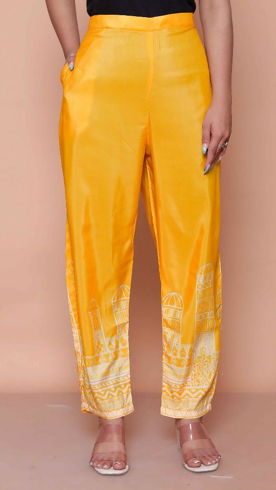 Miravan Womens Yellow Digital Printed Kurta Set | Grocsy