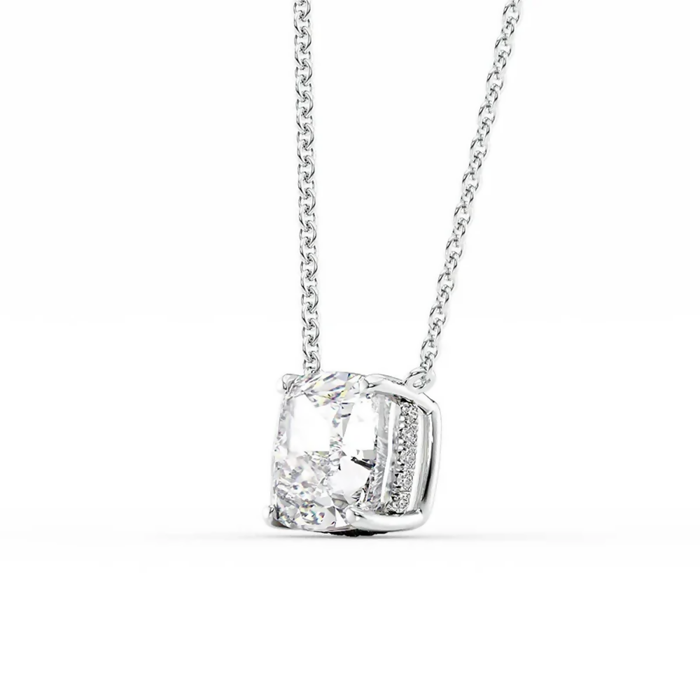 Cauer Elegant 14K White Gold Plated Moissanite Pendant Necklace | Grocsy