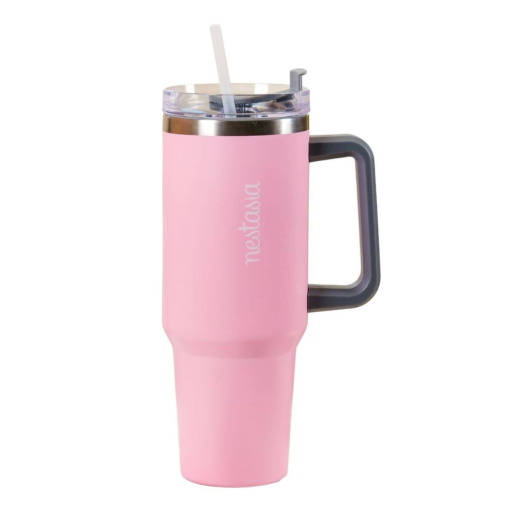 Nestasia Tumbler with Handle Straw & Lid - 1.2L (Pink) | Grocsy