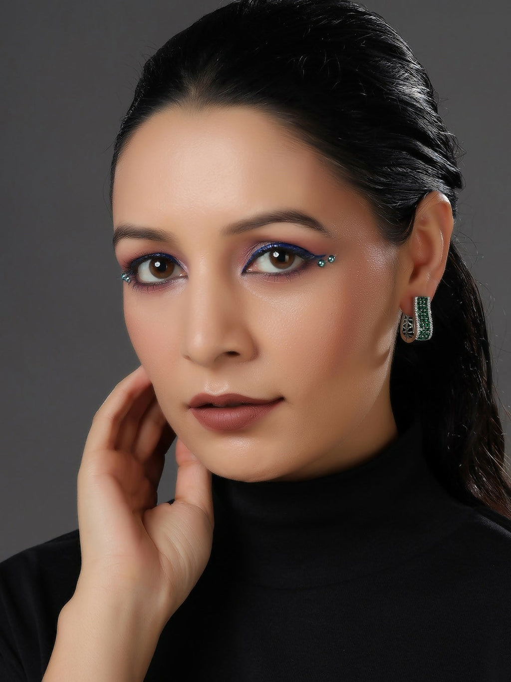 Green Hoops Earrings- Ruby Raang | Grocsy