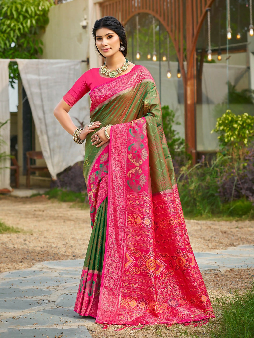 Shree Shyam Fashion Mehendi Soft Silk Saree | Grocsy