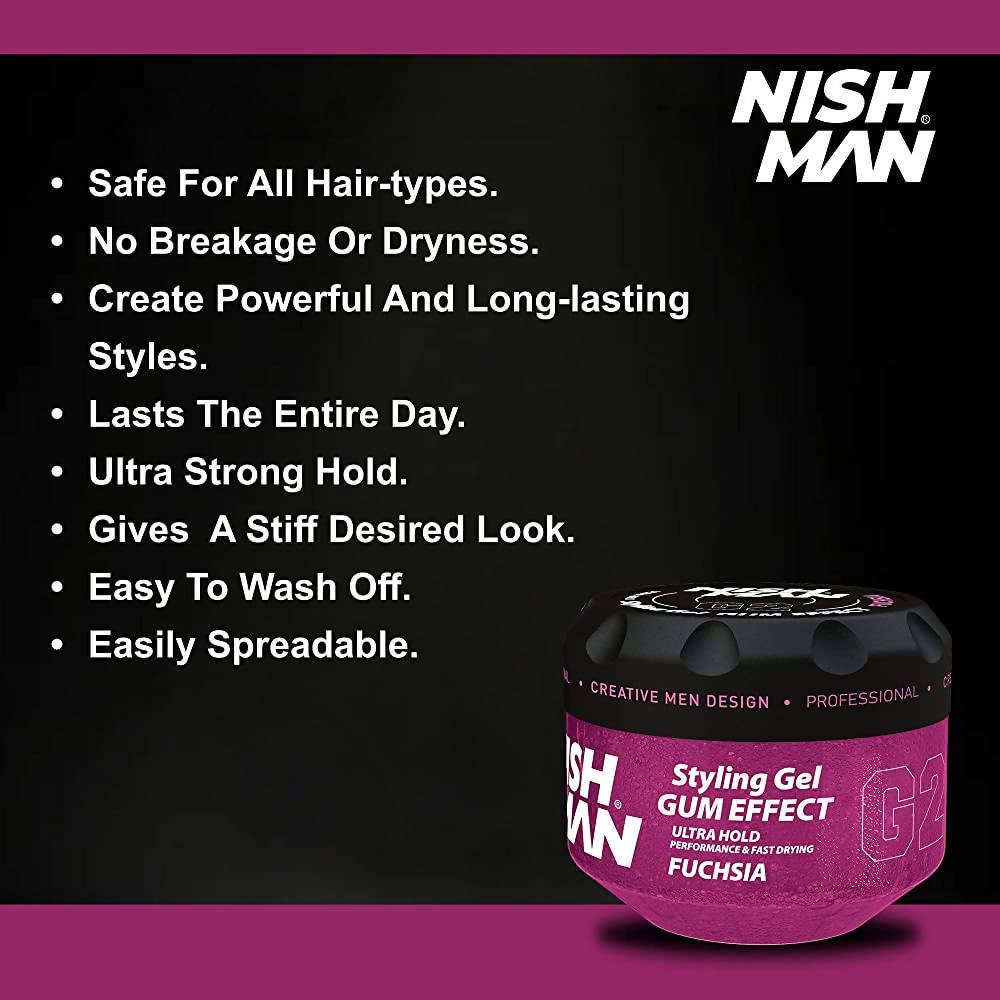Nishman Hair Styling Gummy Gel Fuchsia - Wet Look | Grocsy