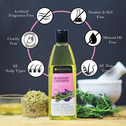 Soulflower Pure & Natural Rosemary Lavender Healthy Hair Oil | Grocsy