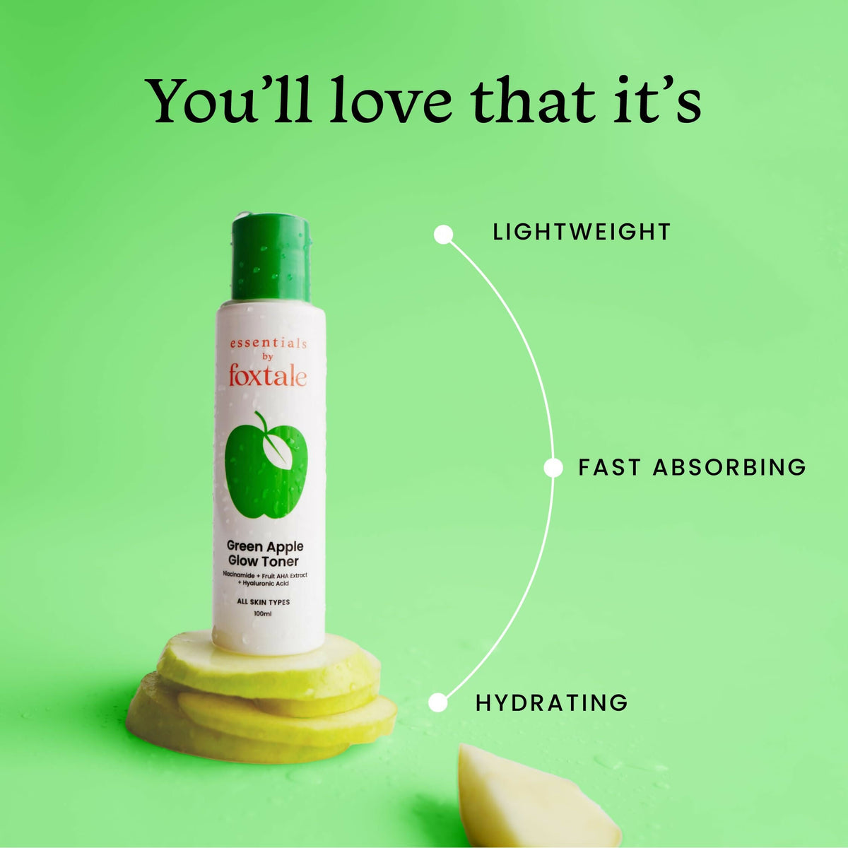 Foxtale Essentials Daily Green Apple Glow Toner with Niacinamide | Grocsy