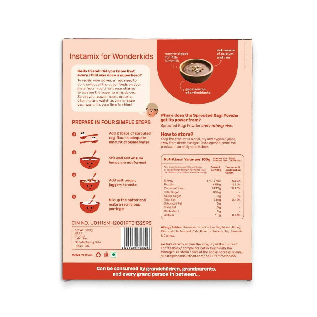 Conscious Food Sprouted Ragi Powder | Grocsy