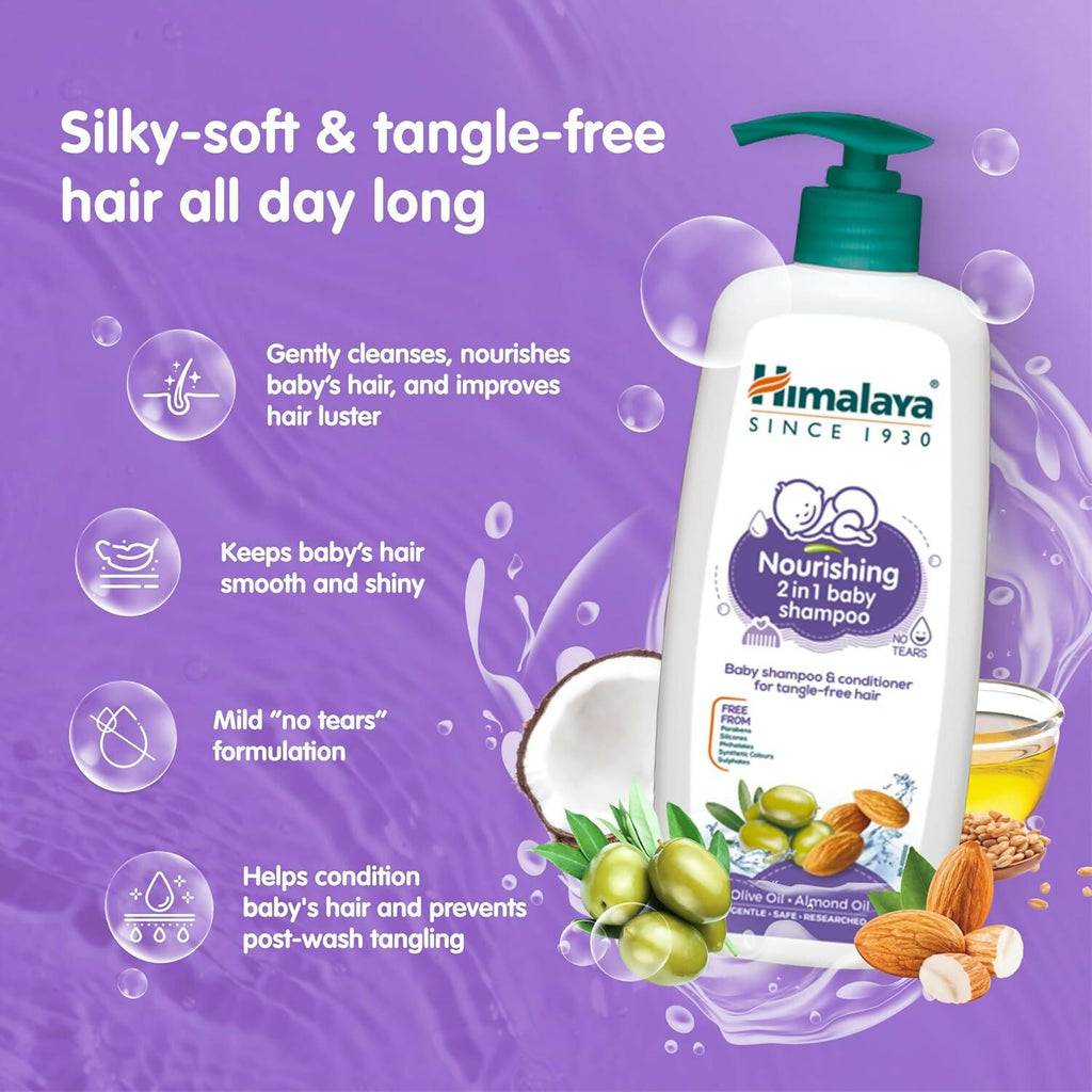 Himalaya Nourishing 2 in 1 Baby Shampoo & Conditioner for Tangle Free Hair | Grocsy