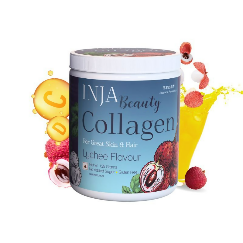 Inja Beauty Collagen For Skin- Hair & Nails- With Vit C- Glutathione- Biotin - Lychee Flavour | Grocsy