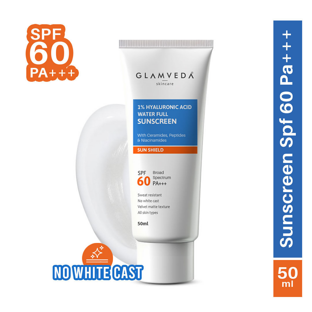 Glamveda 1% Hyaluronic Acid Water Full Sunscreen SPF 60 PA+++ | Grocsy