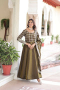 Joban Fashion Mehndi Kurta Set Silk Sequins , Zari, Coding & Thread Embroidered work | Grocsy