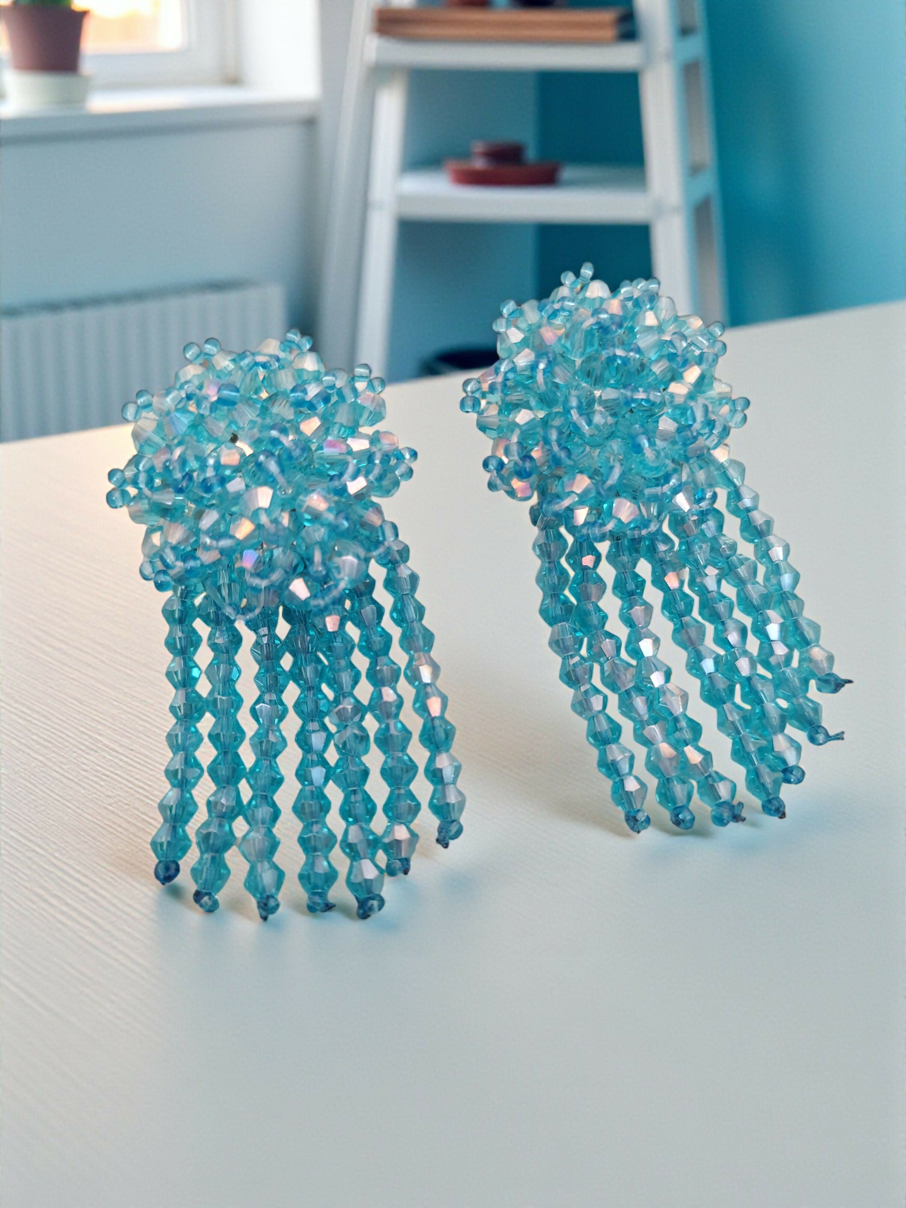 Inhanns Handmade Crystal Water Fall Earrings - Short - Sky Blue | Grocsy
