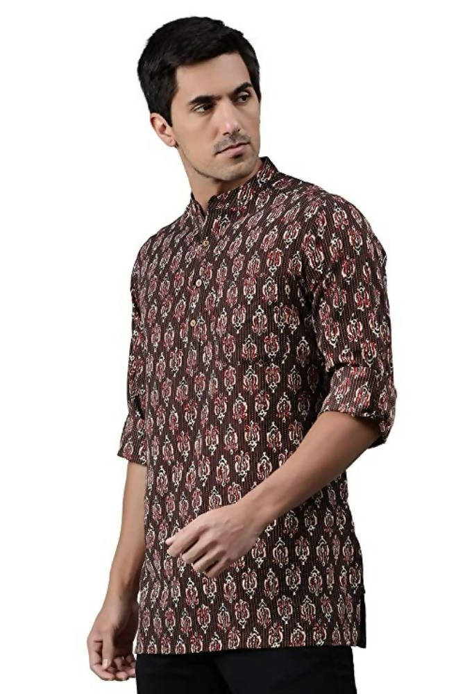 Janasya Men's Brown Cotton Kurta | Grocsy