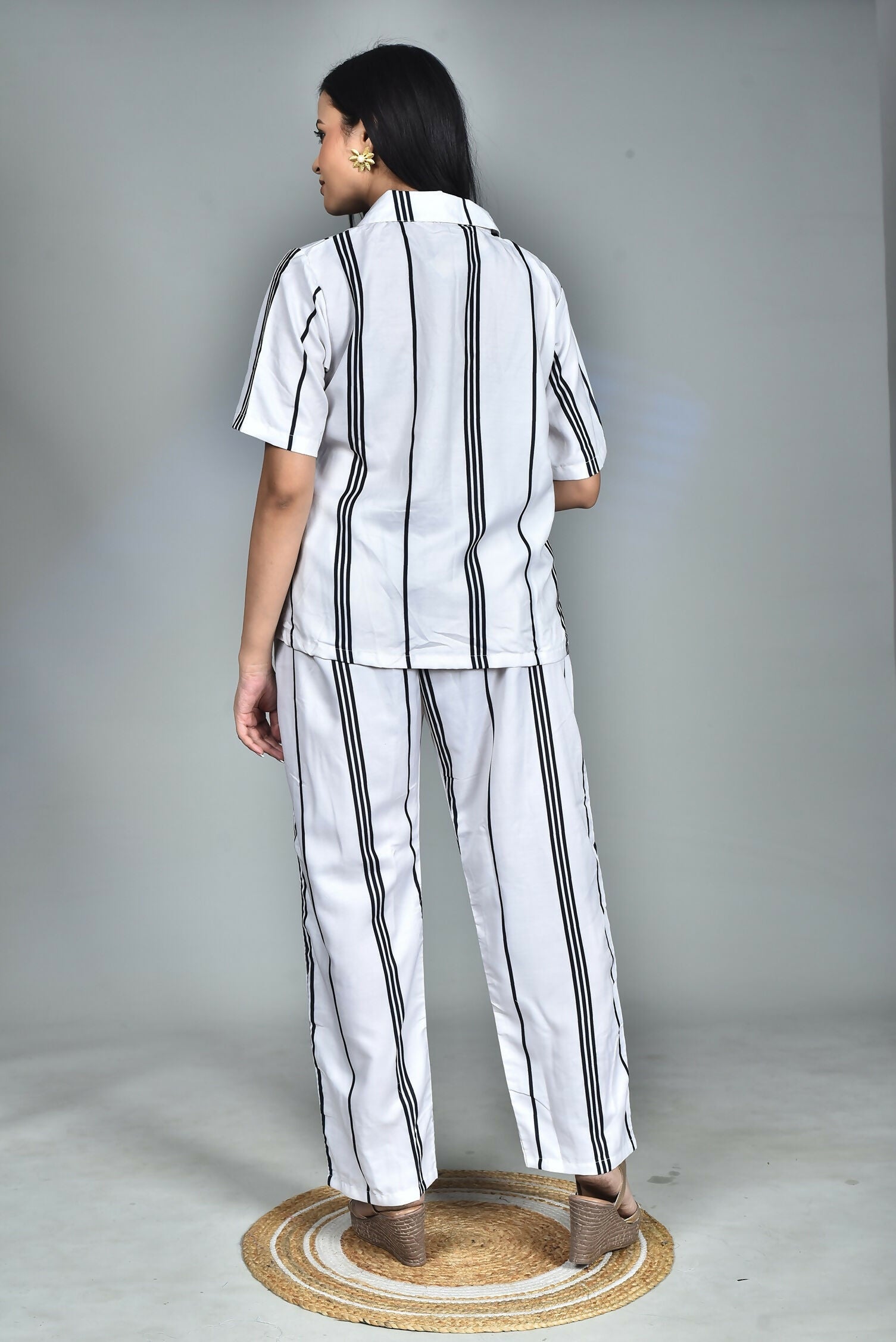 Morchari Digital Print Semi Muslin Co-Ord Set Top & Trouser-Multicolor | Grocsy