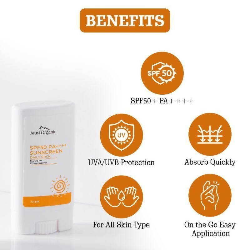 Aravi Organic SPF 50+ Daily Sunscreen Stick | Grocsy