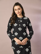 Myshka Women's Black Embellished Raglan Sleeve Party Top | Grocsy