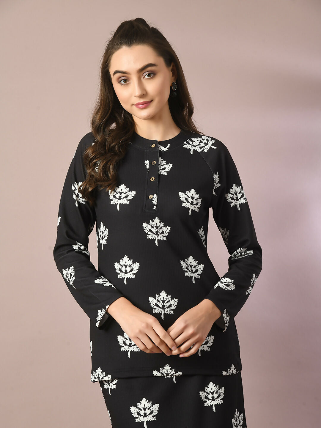 Myshka Women's Black Embellished Raglan Sleeve Party Top | Grocsy