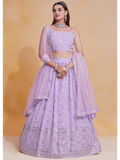 Lavender Georgette Zari,Sequence Embroidery Work Lehenga Choli - Jihu Culture | Grocsy