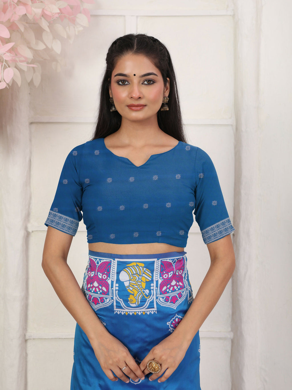 Shree Shyam Fashion Silk Blend Blue Saree | Grocsy