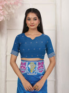 Shree Shyam Fashion Silk Blend Blue Saree | Grocsy