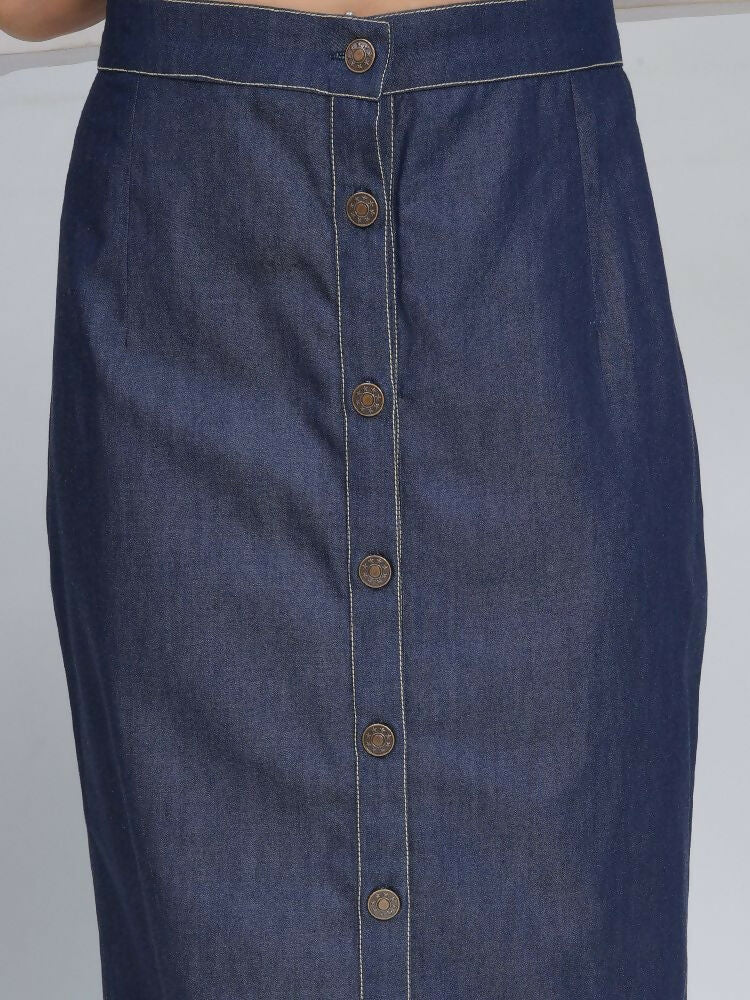 Joban Fashion Black Cotton Denim Pencil Skirt with Inner and Jacket | Grocsy