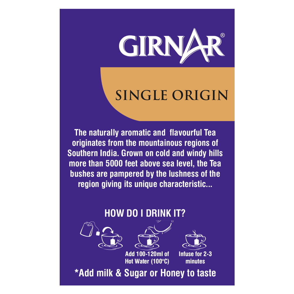Girnar Single Origin Black Tea Bags - Nilgiri | Grocsy
