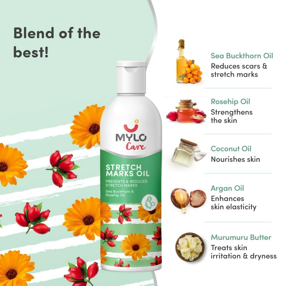 Mylo Care Stretch Marks Oil - with Sea Buckthorn | Grocsy