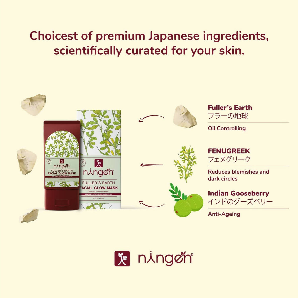 Ningen Fuller’s Earth Facial Glow Mask | Grocsy