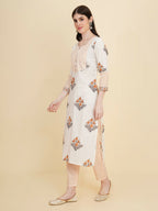Designer Stylish white cotton Stitched Suit With Dupatta - Tanisha | Grocsy