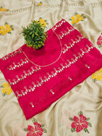 Teeya Creation Cream Rangoli Silk Embroidery Work Party Wear Designer Saree | Grocsy