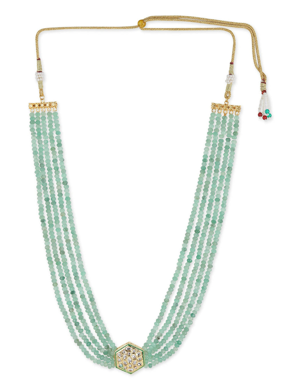 Green Gold-Toned Brass Gold-Polished Necklace - Ruby Raang | Grocsy