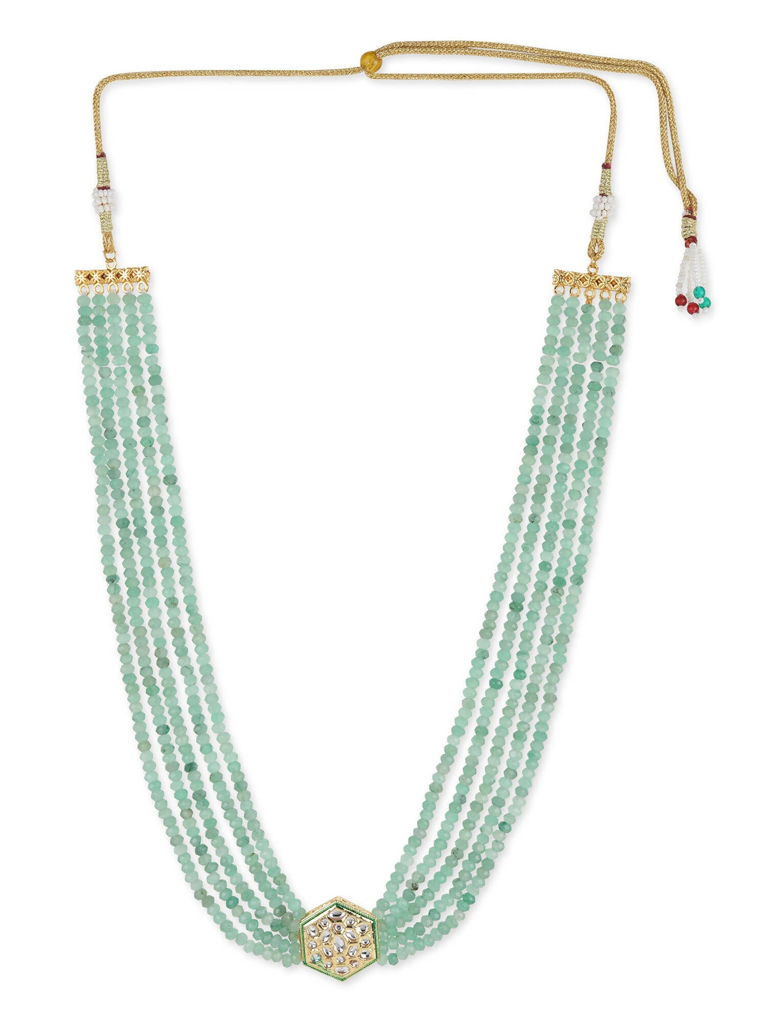 Green Gold-Toned Brass Gold-Polished Necklace - Ruby Raang | Grocsy