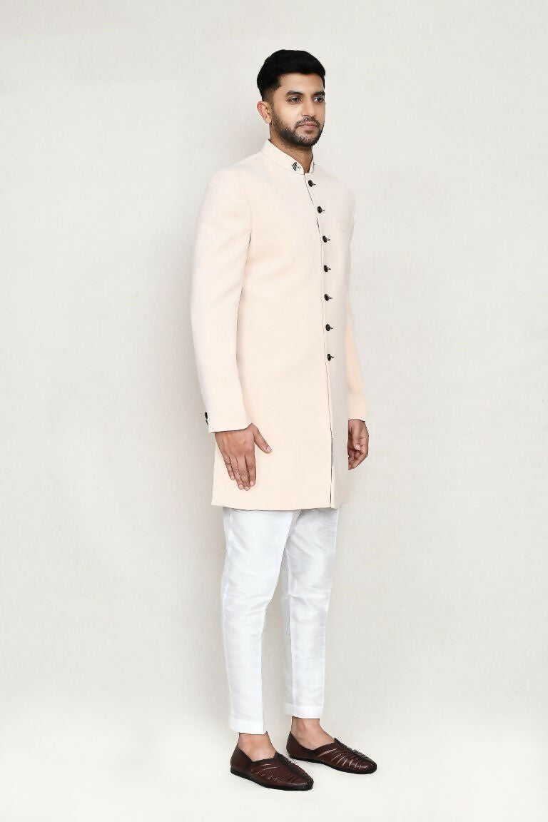 Joban Fashion Cream Colored Terry Rayon Fabric Indo Western With Straight Fit Pant | Grocsy