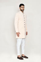 Joban Fashion Cream Colored Terry Rayon Fabric Indo Western With Straight Fit Pant | Grocsy