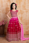 Wedding Designer Pink Georgette Kidswear Lehenga - Aaradhna | Grocsy