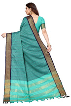 Vamika Weaving Rama Green Cotton Silk Saree | Grocsy