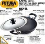 Hawkins Futura Non-stick Kadhai 30 cm Diameter with Lid 4 L (NK40S) | Grocsy