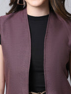 Even Apparels Navy 100% Polyester Open Front Women's Waistcoat | Grocsy