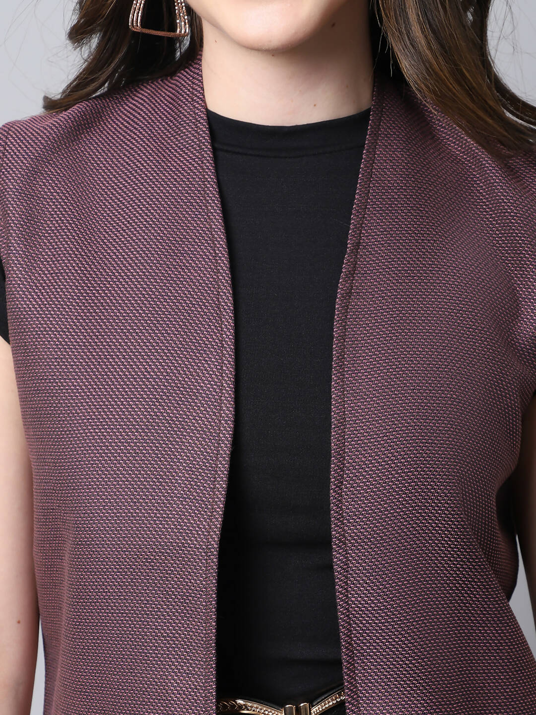 Even Apparels Navy 100% Polyester Open Front Women's Waistcoat | Grocsy