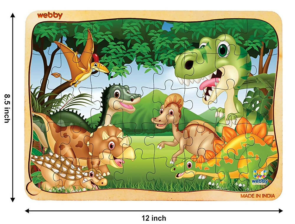 Webby Dinosaurs in Jungle Wooden Jigsaw Puzzle-40 Pcs | Grocsy
