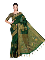 Mimosa Women's Dark Green Kanchipuram Art Silk Saree | Grocsy