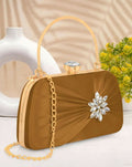 Joban Fashion Luxurious Satin Evening Clutch With Detachable Chain Strap - Mehndi | Grocsy