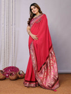 Pink Dual Tone Silk Georgette Thread Zari And Cord Embroidery Handwork Butta Saree - Norita Saumya | Grocsy
