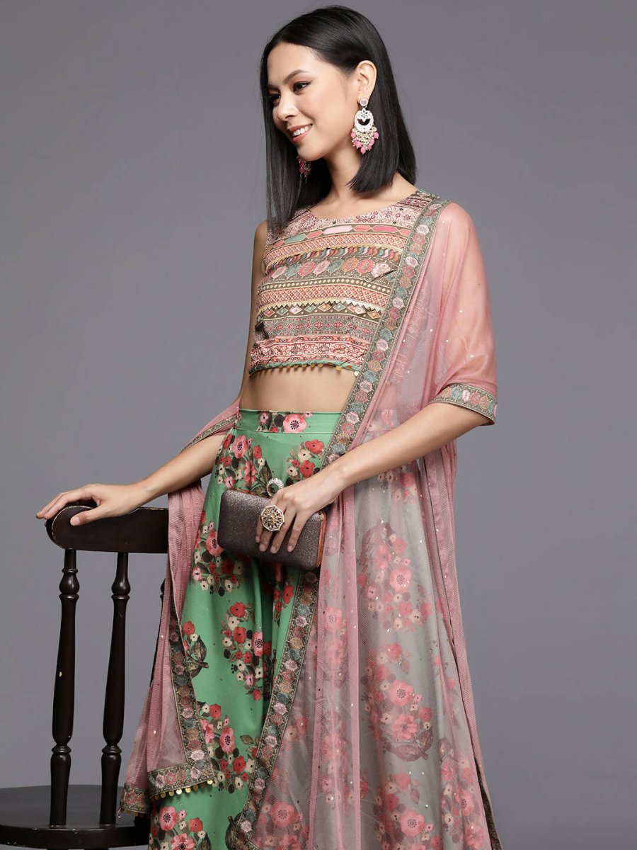 Ahalyaa Women's Traditional wear Lehenga Choli - Green | Grocsy