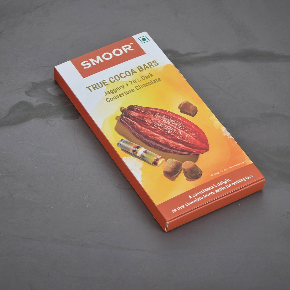 Smoor True Cocoa Bars Jaggery + 70% Dark Couverture Chocolate | Grocsy