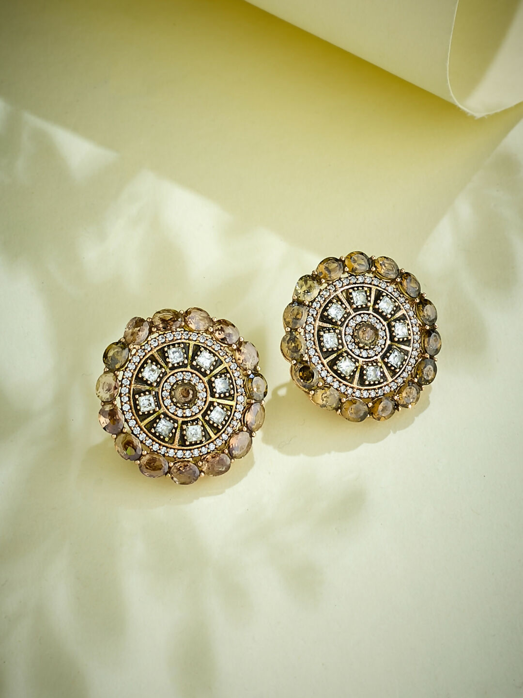 Nuyug 22k Gold Plated Round Stud Earrings | Grocsy