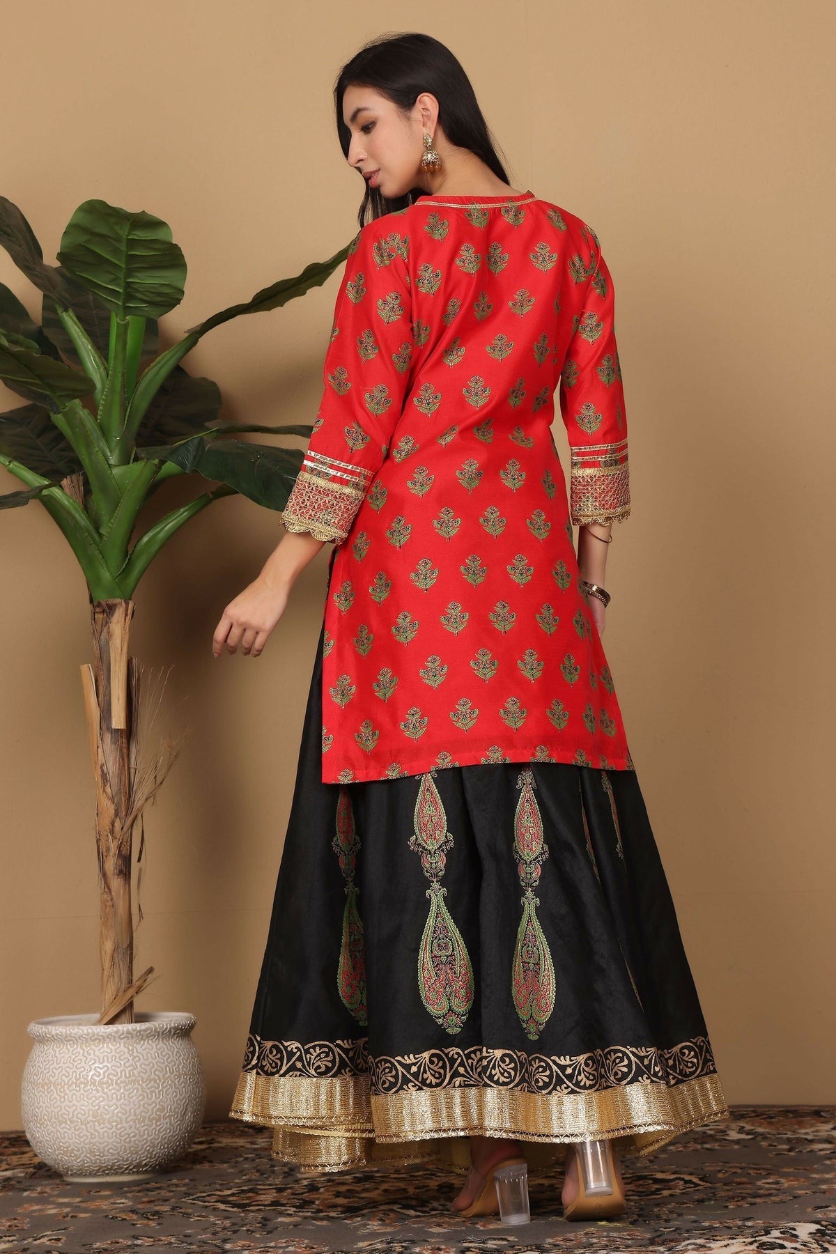 Joban Fashion Red Silk Lehenga Set | Grocsy