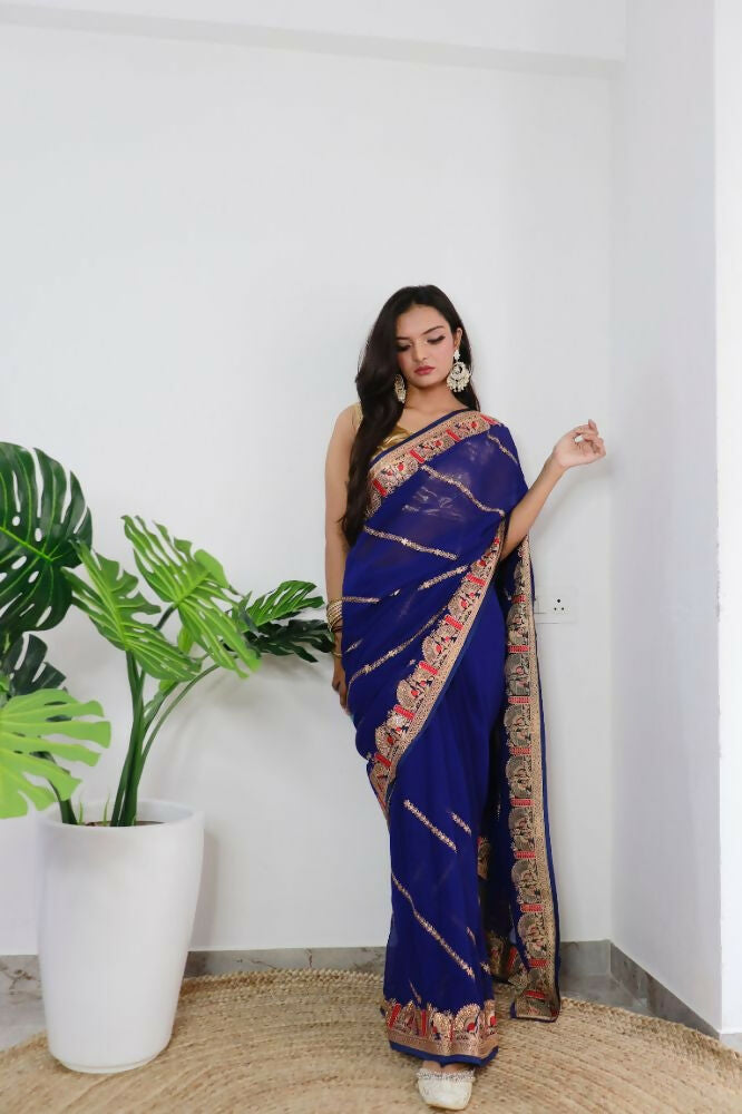 Vamsee Aaradhna Purple Georgette Saree | Grocsy