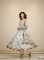 Functional Designer Sky Jam Silk Anarkali suit with Dupatta-Anbazaar | Grocsy