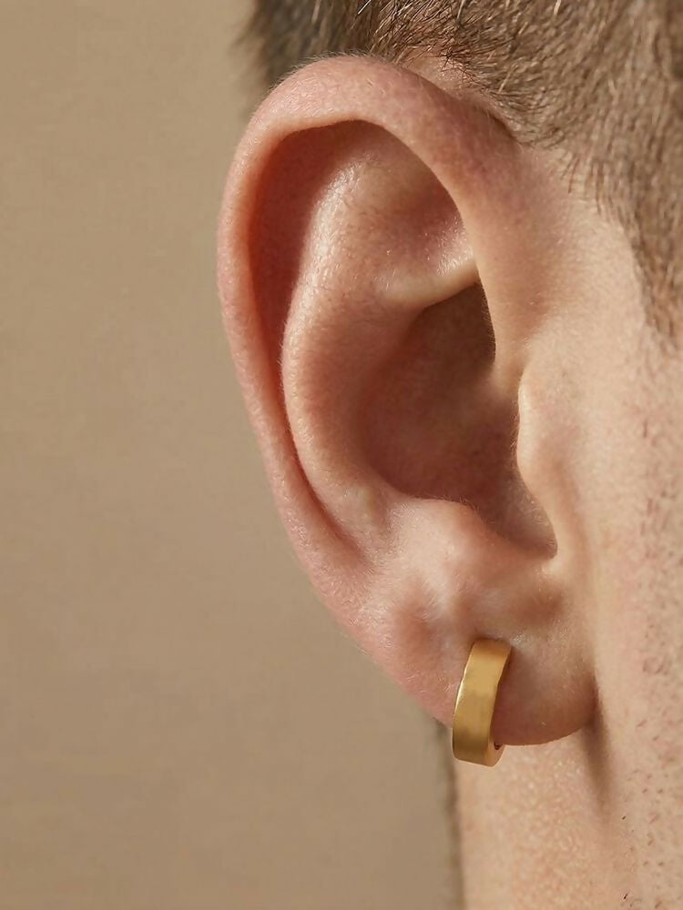 NVR Men's Gold Plated Hoop Earrings | Grocsy